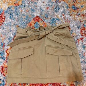 Zara Utility Pocket Skirt with Tie Belt - Khaki
